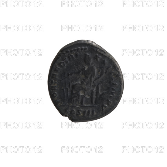 Denarius of Marcus Aurelius (121–180; Roman emperor 161–180), issuer Marcus Aurelius; obverse: head of Marcus Aurelius with laurel wreath facing right, inscription around; reverse: Fortuna seated left, holding a rudder in her right hand and a cornucopia in her left, inscription around (FORT RED TR P - XXII IMP V ... COS III), dated 168. Roman Empire (27 BC–476), Rome. Coin; AR; diameter 18.5 mm; weight 3.25 g; axis 0°.