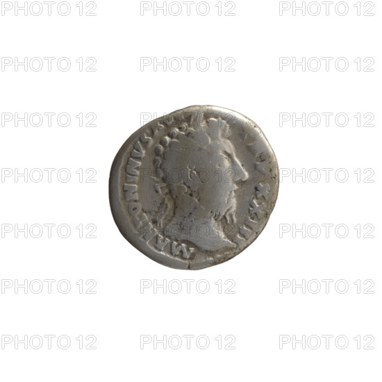 Denarius, Marcus Aurelius (121–180; Roman emperor 161–180), issuer. Obverse: Head of Marcus Aurelius with laurel wreath facing right, inscription 'M ANTONINVS AV... TR P XXIII' circumferential. Reverse: Salus standing left; in her right hand she holds a patera above a snake coiled around an altar, in her left hand a scepter, inscription 'S VTI - AVG COS III' circumferential. Iconography: scepters, personifications, snakes, Salus, paterae, altars; Marcus Aurelius — iconography. Date: 168–170. Culture/place: Roman Empire (27 BC–476), Rome. Object type: coin (denarius). Measurements: diameter 17.5–19.5 mm, weight 3.30 g, axis 0 degrees.