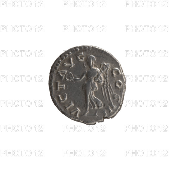 Denarius of Marcus Aurelius (121–180; Roman emperor 161–180), 169–170 CE. Obverse: head of Marcus Aurelius in a laurel wreath facing right, inscription 'M ANTONINVS - AVG TR P XXIIII'. Reverse: Victoria walking left, holding a wreath in her right hand and a trophy in her left, inscription 'VICT AVG - COS III'. Roman Empire; Rome. Coin (silver): diameter 17.5–18.0 mm, weight 3.45 g, axis 0°.