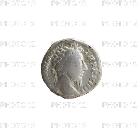 Denarius of Marcus Aurelius (121–180; Roman emperor 161–180). Obverse: Head of Marcus Aurelius in a laurel wreath facing right, inscribed ONINVS AV - TR P XXIIII. Reverse: Salus stands frontally, turns her head to the right, feeds a snake held in her right hand, inscribed C OS - I - II. Date: 169–170. Roman Empire, Rome. Coin; diameter 16.5 mm; weight 2.98 g; axis 0 degrees.