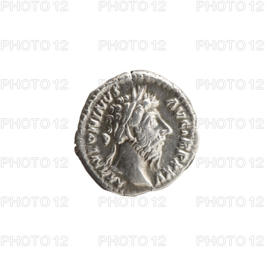 Denarius of Marcus Aurelius (121–180; Roman emperor 161–180). Obverse: head of Marcus Aurelius with laurel wreath facing right, inscription 'M ANTONINVS - AVG TR P XXV'. Reverse: Mars walking right, holding a spear in his right hand and a trophy resting on his shoulder in his left, inscription 'C - OS - III'. Date: 170–171. Roman Empire (27 BC–476), Rome. Coin; diameter 17.5–18.0 mm, weight 3.45 g, axis 345°.