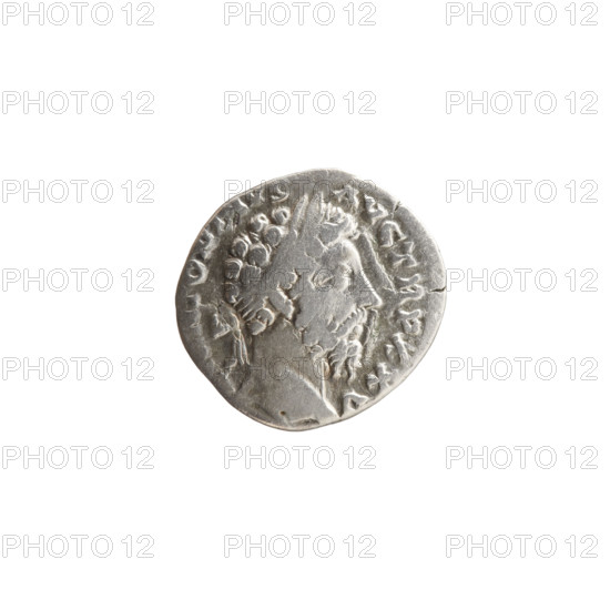 Denarius of Marcus Aurelius (121–180; Roman emperor 161–180), 170–171 CE. Obverse: Head of Marcus Aurelius with laurel wreath facing right, legend 'ANTONINVS - AVG TR P XXV'. Reverse: Mars walking right, holding a spear in his right hand, a trophy resting on his left shoulder, legend 'C - OS - III'. Roman deities; iconography includes spears and trophies. Roman Empire (27 BC–476). Coin: diameter 16.5–17.0 mm, weight 2.91 g, axis 180°.