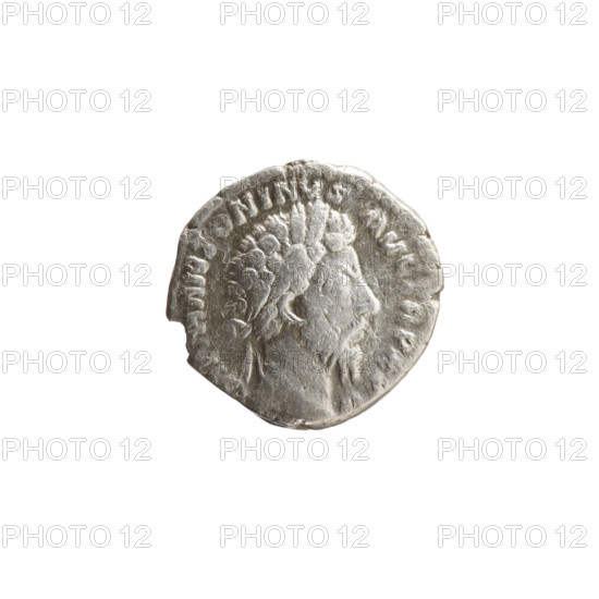 Denarius, Marcus Aurelius (121–180; Roman emperor 161–180), obverse: head of Marcus Aurelius with laurel wreath facing right, inscribed M ANTONINVS - AVG, RP, XV; reverse: Mars walking right, holding a spear in his right hand and a trophy resting on his left shoulder, inscribed C OS -, II; dated 170–171, Roman Empire (27 BC–476), Rome; coin; diameter 17.0–18.0 mm; weight 2.99 g; axis 180°.