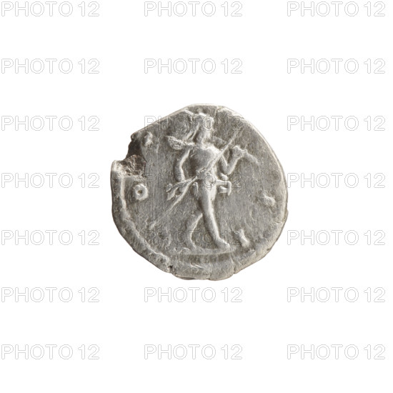 Denarius, Marcus Aurelius (121–180; Roman emperor 161–180), issuer: Marcus Aurelius. Obverse: head of Marcus Aurelius with laurel wreath facing right, legend 'M ANTONINVS - AVG, RP, XV'. Reverse: Mars walking right, holding a spear in his right hand, a trophy resting on his left shoulder, with legend 'C OS - , II'. Date: 170–171. Place: Rome, Roman Empire (27 BC–476). Material: coin. Dimensions: diameter 17.0–18.0 mm, weight 2.99 g, axis 180°. Style/iconography: Roman deities—Mars; trophies; spears; Marcus Aurelius iconography.
