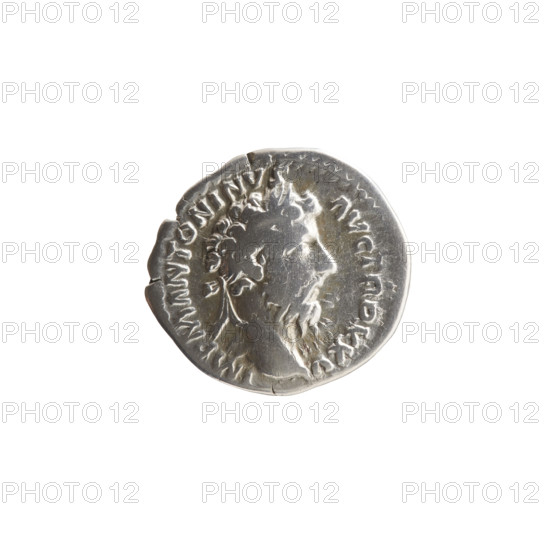 Denarius of Marcus Aurelius (121–180; Roman emperor 161–180), issuer Marcus Aurelius. Obverse: Head of Marcus Aurelius with laurel wreath facing right, inscription M ANTONINVS - AVG TR P XXIIII. Reverse: Salus seated left, holding a patera in her right hand feeding a snake wrapped around an altar, left hand resting on the back of the seat, inscription COS -, II. Date: 170–171. Roman Empire (27 BC–476), Rome. Coin: diameter 17.5 mm and 19.0 mm, weight 3.07 g, axis 180 degrees.