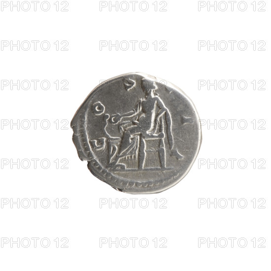 Denarius, Marcus Aurelius (121–180; Roman emperor 161–180), issuer: Marcus Aurelius; obverse: Head of Marcus Aurelius with laurel wreath facing right, inscribed M ANTONINVS - AVG TR P XXIIII; reverse: Salus seated left, holding a patera in her right hand feeding a snake wrapped around an altar, left hand resting on back of seat, inscribed COS - II; date: 170–171; material: coin; culture: Roman Empire; place: Rome; coin diameter: 17.5–19.0 mm; weight: 3.07 g; axis: 180 degrees.