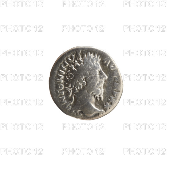 Denarius of Marcus Aurelius (121–180; Roman emperor 161–180), 170–171. Obverse: Head of Marcus Aurelius with laurel wreath facing right, legend 'M ANTONINVS AVG TR P XXV'. Reverse: Victoria seated left, holding a patera in her right hand and a palm branch in her left, legend 'IMP VI COS III'. Roman Empire (27 BC–476). Rome. Coin; diameter 17.0 mm; weight 2.55 g; axis 0°.