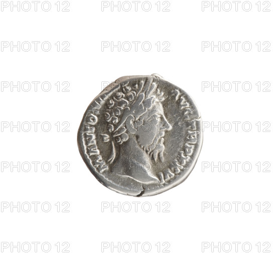 Denarius, Marcus Aurelius (121–180; Roman emperor 161–180), issuer Marcus Aurelius. Obverse: Head of Marcus Aurelius with laurel wreath facing right, inscription 'M ANTON - AVG TR P XXVI'. Reverse: Mars standing right, holding a spear in his right hand, resting his left on a shield standing on the ground, inscription 'IMP VI - COS III'. Date: 171–172. Roman Empire (27 BC–476), Rome. Coin. Diameter 17.0–17.5 mm, weight 3.22 g, axis 0 degrees.