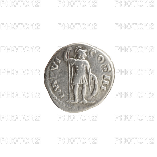 Denarius, Marcus Aurelius (121–180; Roman emperor 161–180), issuer: Marcus Aurelius. Obverse: Head of Marcus Aurelius with laurel wreath facing right, legend 'M·ANTONINVS·AVG·VI' all around. Reverse: Mars standing right, holding a spear in his right hand and resting his left on a shield standing on the ground, legend 'IMP·VI·COS·III' all around. Date: 171–172. Roman Empire (27 BC–476), Rome. Coin. Diameter 17.0 mm, weight 2.70 g, axis 0 degrees.