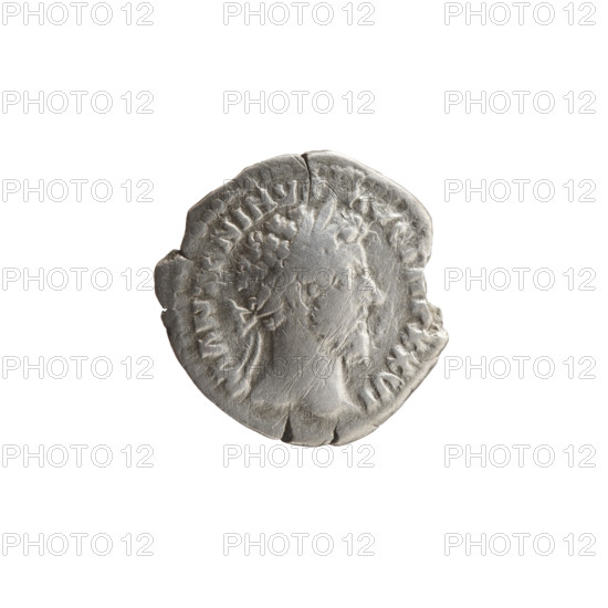 Denarius, Marcus Aurelius (121–180; Roman emperor 161–180), 171–172. Obverse: Head of Marcus Aurelius with laurel wreath facing right, inscription M ANTONINV - AVG TR P XXVI. Reverse: Mars standing right, holding a spear in his right hand and resting his left on a shield standing on the ground, inscription IMP VI - COS III. Roman Empire (Rome). Coin; diameter 18.0–19.0 mm, weight 2.37 g, axis 0°.