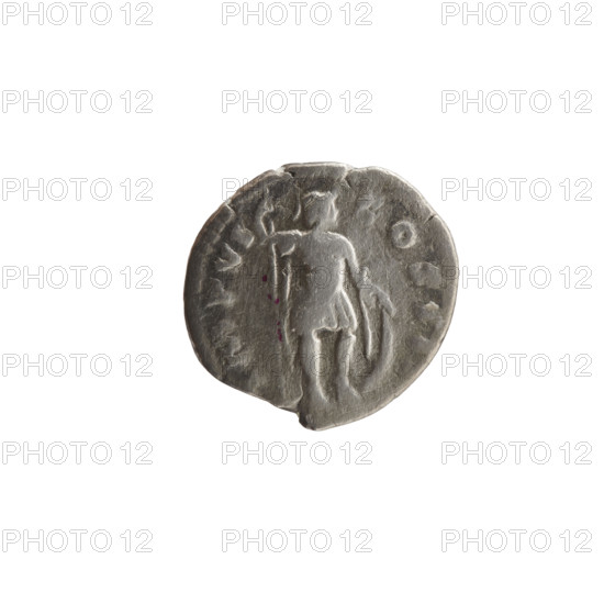 Denarius, Marcus Aurelius (121–180; Roman emperor 161–180), struck 171–172. Obverse: Head of Marcus Aurelius with laurel wreath facing right, inscription TONINVS • AVG • TR P • XX. Reverse: Mars standing right, holding a spear in his right hand and resting his left on a shield on the ground, inscription IMP • VI • COS • III. Roman deities (Mars), iconography includes shields and spears. Roman Empire; Rome. Coin; diameter 18.0 mm; weight 3.05 g; axis 0°.