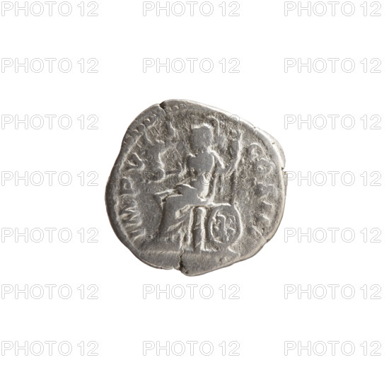 Denarius, Marcus Aurelius (121–180; Roman emperor 161–180), 171–172. Obverse: Head of Marcus Aurelius in a laurel wreath to the right, inscription M ANTONINVS AVG - TR P XXVI. Reverse: Roma seated on a shield decorated with the head of Medusa (gorgoneion) to the left; in her outstretched right hand she holds Victoria, in her left a spear, inscription IMP V - I - COS III. Iconography: personifications, gorgoneion, Roma (personification), shields, Victoria (attribute), spears. Roman Empire (27 BC–476). Coin; diameter 17.5–18.5 mm, weight 3.15 g, axis 180 degrees.