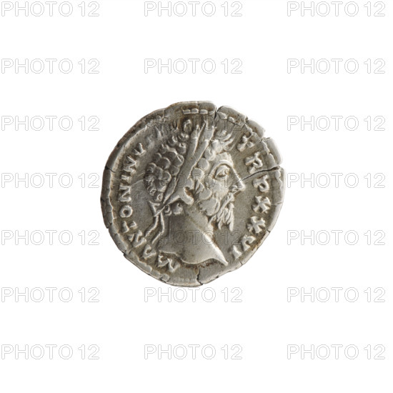 denarius, Marcus Aurelius (121–180; Roman emperor 161–180), issuer: Marcus Aurelius; obverse: head of Marcus Aurelius in a laurel wreath facing right, inscription M ANTONINV, VG - TR P XXVI; reverse: Victoria seated left, holding a patera in her outstretched right hand and a palm branch in her left, inscription IMP VI - COS III; date: 171–172; material: coin (Roman denarius); culture: Roman Empire (27 BC–476); place: Rome; dimensions: diameter 17.5–18.0 mm, weight 3.20 g, axis 180 degrees.