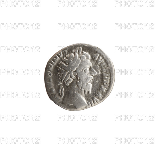 Denarius of Marcus Aurelius (121–180; Roman emperor 161–180), obverse: head of Marcus Aurelius with laurel wreath to the right, legend M ANTONINVS AVG - TR P XXVII; reverse: Germanic prisoner seated right under a trophy, legend IMP VI - COS III; iconography includes shields, prisoners, trophies, spears; dated 172–173, struck in Rome, Roman Empire (27 BC–476); coin diameter 16.0–17.0 mm, weight 2.90 g, axis 0°.