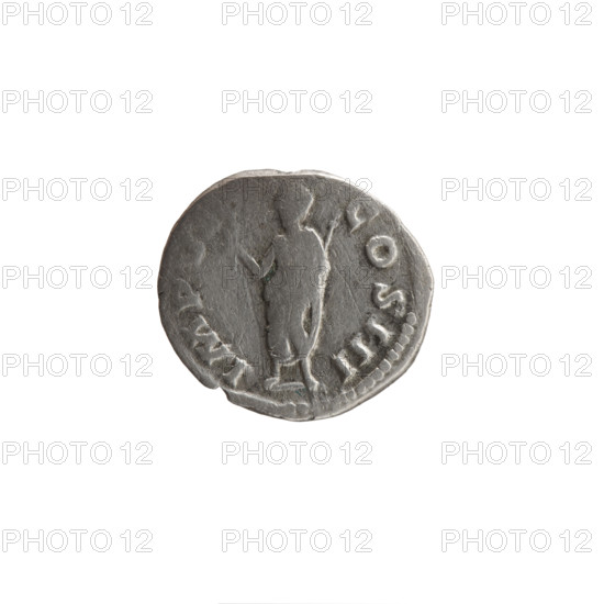 Denarius, Marcus Aurelius (121–180; Roman emperor 161–180), obverse: head of Marcus Aurelius in laurel wreath facing right, inscription 'M ANTONINV - AVG TR P XXVIII'; reverse: emperor in toga standing left, holding a branch in his right hand and a scepter in his left, inscription 'IMP VI - COS III'; dated 173–174, Rome, Roman Empire (27 BC–476); coin, diameter 16.0–18.0 mm, weight 2.75 g, axis 0°.