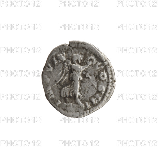 Denarius, Marcus Aurelius (121–180; Roman emperor 161–180) (issuer). Obverse: Bust of Marcus Aurelius in laurel wreath, armor and drapery facing right, inscription M ANTONINVS - VG TR P XXVIII. Reverse: Victoria walking right, holding a wreath in her outstretched right hand and a trophy on her left shoulder, inscription IMP VI - COS III. Date: 173–174. Roman Empire (27 BC–476), Rome. Coin. Diameter 17.5–18.0 mm, weight 2.54 g, axis 0°. Icons: Roman deities, Victoria; motifs: wreaths, trophies; subject/iconography: Marcus Aurelius.