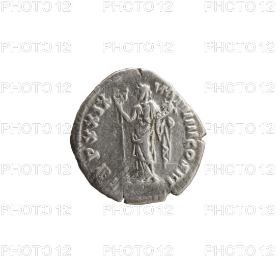 Denarius of Marcus Aurelius (121–180; Roman emperor 161–180), issuer Marcus Aurelius; obverse: Head of Marcus Aurelius with laurel wreath facing right, inscription 'M ANTONINVS AVG - GERM SARM'; reverse: Felicitas standing left, holding a long caduceus in her right hand and a cornucopia in her left, inscription 'TR P XXIX - IMP VIII COS III'; date circa 175; Roman Empire (27 BC–476); Rome; coin; diameter 17.5–18.5 mm; weight 2.75 g; axis 180 degrees.
