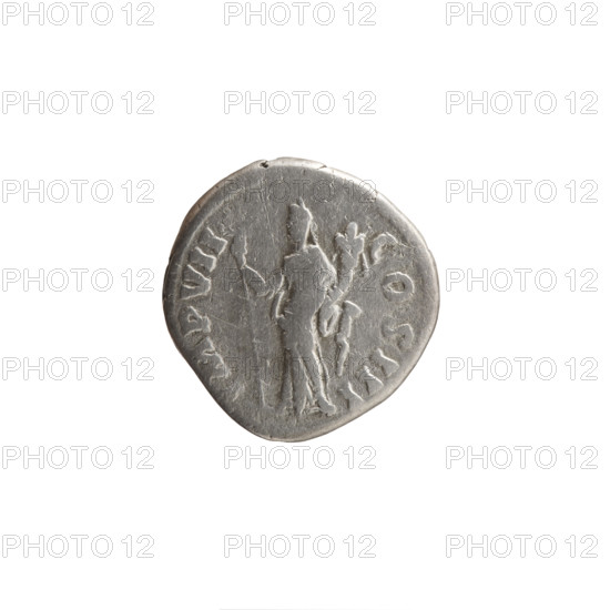Denarius of Marcus Aurelius (121–180; Roman emperor 161–180), c. 174–175. Obverse: Head of Marcus Aurelius with laurel wreath facing right, inscribed M ANTONINVS - AVG TR P XXIX. Reverse: Felicitas standing left, holding a long caduceus in her right hand and a cornucopia in her left, inscribed IMP VII - COS III. Personifications: Felicitas. Materials/style: Roman coin. Dimensions: diameter 17.5–18.0 mm, weight 2.95 g, axis 0°.