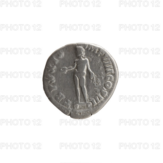Denarius, Marcus Aurelius (121–180; Roman emperor 161–180), issuer. Obverse: Head of Marcus Aurelius with laurel wreath facing right, inscription 'M ANTONINVS AVG - GERM SARM'. Reverse: Naked Genius standing left, holding a patera in his right hand and two ears of corn in his left, inscription 'TRP XXIX - IMP VIII COS III'. Iconography: ears of corn, personifications, Genius (personification), paterae. Date: 175. Culture: Roman Empire (27 BC–476). Place: Rome. Object type: coin (denarius). Dimensions: diameter 18.0 mm; weight 3.15 g; axis 0 degrees.