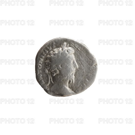 Denarius, Marcus Aurelius (121–180; Roman emperor 161–180), issuer. Obverse: Head of Marcus Aurelius with laurel wreath facing right, legend 'M ANTONINVS - AVG'. Reverse: Naked Genius standing left, holding a patera in his right hand and two ears of corn in his left, legend 'TRP XXIX - IMP VIII COS III'. Inscription 'SARM' also present. Iconography: ears of corn; Genius (personification); Marcus Aurelius — iconography. Date: 175. Culture: Roman Empire (27 BC–476), Rome. Coin type: coin; diameter 17.0–18.0 mm; weight 2.60 g; axis 180 degrees.