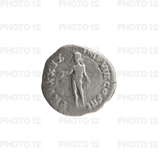 Denarius of Marcus Aurelius (121–180; Roman emperor 161–180), 175 CE. Obverse: Head of Marcus Aurelius with laurel wreath facing right, inscription 'M ANTONINVS - AVG, SARM.' Reverse: Naked Genius standing left, holding a patera in his right hand and two ears of corn in his left, inscription 'TRP XXIX - IMP VIII COS III.' Iconography: ears of corn, personification of Genius; motif associated with Marcus Aurelius. Roman Empire (27 BC–476), Rome. Coin; diameter 17.0–18.0 mm, weight 2.60 g, axis 180°.