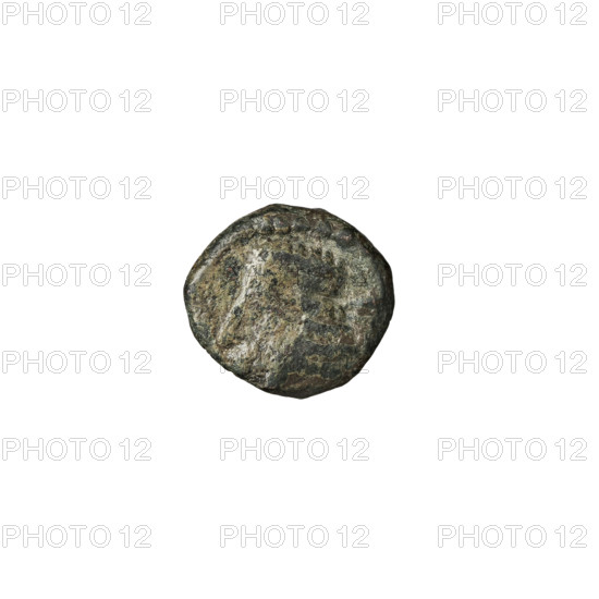 bronze coin, Vardanes I (41–45), diadems, Nike (mythology), heads, Parthian Empire, Iran. Obv.: head of Vardanes I left, wearing a diadem. Rev.: Nike striding left, holding a wreath. 41–45 CE, Parthia. Coin diameter 10.5–11.0 mm, weight 1.15 g.