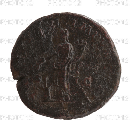 Sestertius of Marcus Aurelius (121–180; Roman emperor 161–180), issuer. Obverse: Head of Marcus Aurelius with laurel wreath facing right, inscription NTONINVS AVG - GER, CVS. Reverse: Annona (personification) standing left; in her right hand holding ears of corn above a container (modius) with ears of corn, in her left hand a cornucopia; inscriptions T, XX, X - IMP VIII - C, S III; field marks S - C, 175. Iconography: ears of corn, Annona, personifications, modius, horns of plenty. Roman Empire (27 BC–476), Rome. Coin: diameter 31.5–32.0 mm, weight 24.40 g, axis 0°.