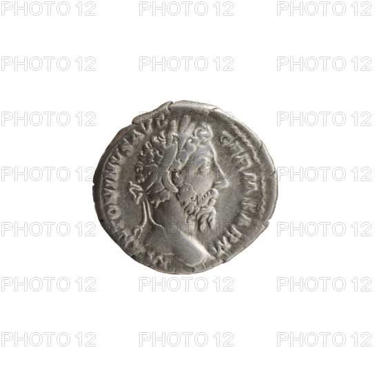 Denarius of Marcus Aurelius (121–180; Roman emperor 161–180), 175–176. Obverse: Head of Marcus Aurelius with laurel wreath facing right, inscription M ANTONINVS AVG - GERM SARM. Reverse: Naked Genius standing left, holding a patera in his right hand and two ears of corn in his left, inscription TRP XXX - IMP VIII COS III. Roman Empire (27 BC–476), Rome. Coin; diameter 17.0–19.0 mm, weight 3.42 g, axis 15 degrees.