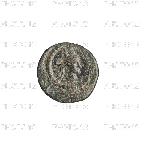 Bronze coin of Gotarzes II (King of the Parthians; reign 40–51). Obverse: diademed head of Gotarzes II facing left. Reverse: diademed female head (Parthian queen?), facing right. Parthian Kingdom, Ecbatana (Iran). Coin diameter 13.0–13.5 mm, weight 1.20 g.