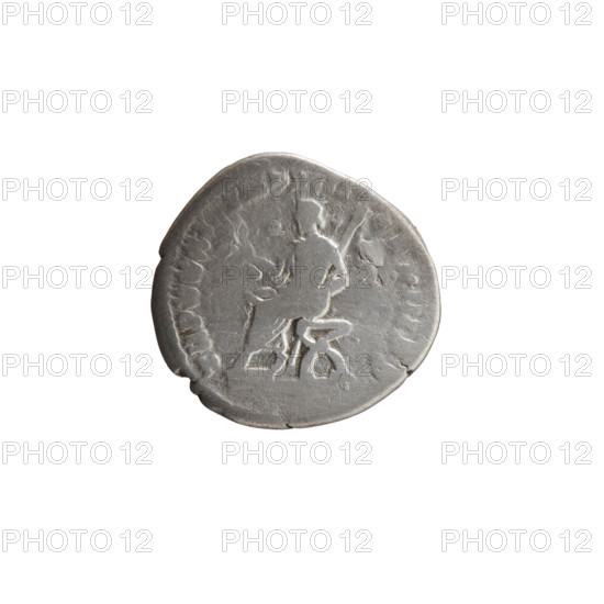 Denarius of Marcus Aurelius (121–180; Roman emperor 161–180). Obverse: Head of Marcus Aurelius with laurel wreath facing right, inscription M ANTONINVS AVG - GERM SARM. Reverse: Emperor sitting on a curule chair facing left, holding a branch in his right hand and a scepter in his left, inscriptions TR P XXXI - IMP VIII - COS III PP. Iconography: palm branches, scepters, emperor seated on curule chair. Date: 176–177. Culture/place: Roman Empire, Rome. Object type/material: coin (denarius). Dimensions: diameter 17.5–18.0 mm, weight 3.07 g, axis 195°.