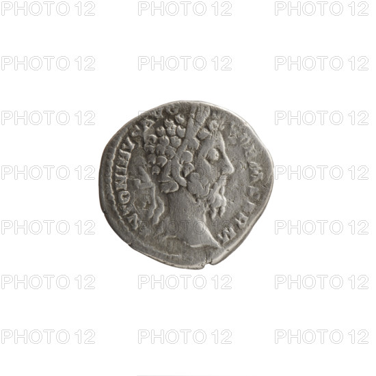 Denarius of Marcus Aurelius (121–180; Roman emperor 161–180). Obverse: Head of Marcus Aurelius in laurel wreath facing right, inscription ANTONINVS AVG - GERM SARM. Reverse: Hilaritas standing left, holding a long palm branch in his right hand and a cornucopia in his left, inscription RP XXXI - IMP - VIII COS III P. Date: 176–177. Roman Empire (27 BC–476), Rome. Coin; diameter 17.0–18.0 mm; weight 2.80 g; axis 180°.