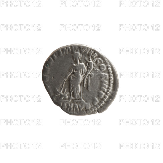 Denarius of Marcus Aurelius (121–180; Roman emperor 161–180). Obverse: Head of Marcus Aurelius with laurel wreath facing right; inscription M AN, ONINVS AVG - GERM SARM. Reverse: Pax standing left; in his right hand he holds a torch with which he ignites a pile of loot, in his left hand he holds a cornucopia; inscriptions RP XXXI IMP VIII COS III PP and AX AVG. Dated 176–177. Iconography: spoils of war, personifications (Pax), torches, cornucopias. Roman Empire (27 BC–476), Rome. Coin: diameter 16.0–18.5 mm, weight 3.55 g, axis 0°.