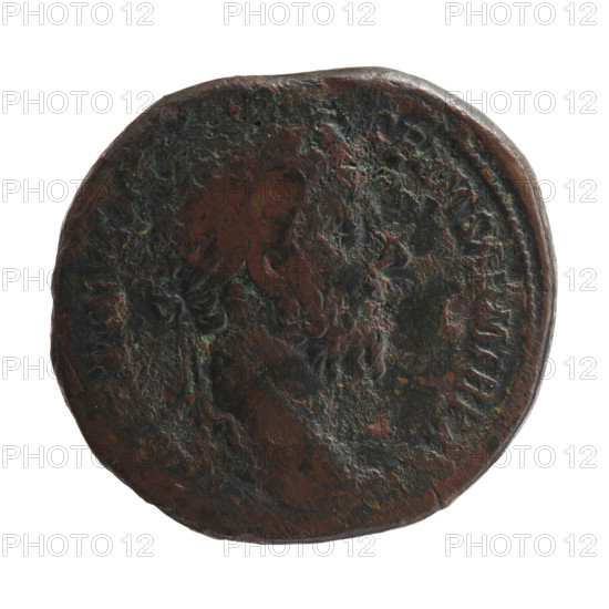 Sestertius of Marcus Aurelius (121–180; Roman emperor 161–180). Obverse: Head of Marcus Aurelius with laurel wreath facing right, inscription M ANTONINVS - GERM SARM TR P XXX. Reverse: Liberalitas standing left, holding an abacus in his right hand and a cornucopia in his left, inscription LIBERALITAS AVG VII IMP VIII COS III PP; letters in fields S C. Date: 176–177. Roman Empire (27 BC–476), Rome. Coin; diameter 30.0–33.0 mm, weight 26.17 g, axis 180°.