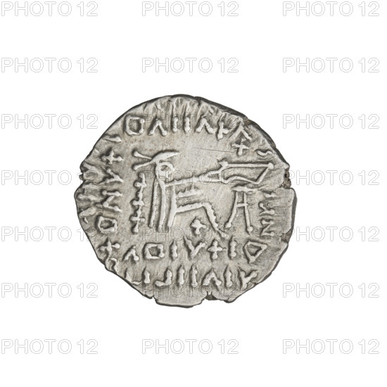 Drachma, Vologases I (51–79). Obverse: bust of Vologases I wearing a diadem, face turned to the left. Reverse: Arsakes I seated on a throne, turned to the right, holding a bow, monogram below the bow. Parthian Kingdom, Seleucia on the Tigris, ca. 51–79. Coin; diameter 19.0–20.0 mm, weight 3.75 g.