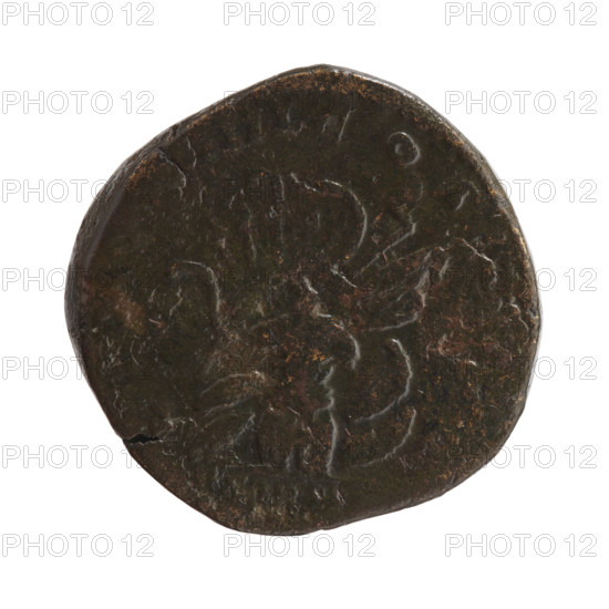 Sestertius of Marcus Aurelius (121–180; Roman emperor 161–180), obverse: head of Marcus Aurelius with laurel wreath facing right, inscription ANTONINVS AVG GERM - SARM TR P XXXI; reverse: pile of war spoils—armor, shields, spears, trumpets (carnyx), with inscription IMP, IIII COS I and section marking E SARM, fields marked SC; subject: spoils of war, carnyxes, shields, spears, armor, Sarmatians; Roman Empire (27 BC–476), Rome; coin: diameter 28.0–29.5 mm, weight 28.10 g, axis 15 degrees.