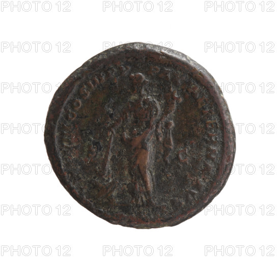 Marcus Aurelius (121–180; Roman emperor 161–180), issuer. Obverse: Bust of Marcus Aurelius in laurel wreath, armor and drapery, facing right; legend M ANTONINVS AVG - RM SARM TR P XXXI. Reverse: Pax stands frontally, head turned left, holding a cornucopia in her left hand and a torch in her right with which she lights a pile of weapons; legend IMP VIII COS III PP - PAX AETERNA AVG in SC fields. Date: 176–177. Roman Empire, Rome. Coin; diameter 25.0–26.0 mm, weight 10.70 g, axis 0°.