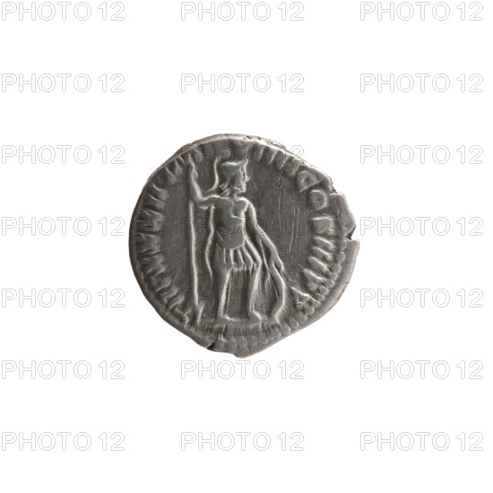 Denarius, Marcus Aurelius (121–180; Roman emperor 161–180). Obverse: Head of Marcus Aurelius with laurel wreath facing right, inscription 'M AVREL ANT - ONINVS, VG' all around. Reverse: Mars standing right, holding a spear in his right hand and resting his left hand on a shield standing on the ground, inscription 'TR P XXXII IM, VIIII COS III PP' all around. Date: 177–178. Culture/place: Roman Empire (27 BC–476), Rome. Medium/function: coin. Dimensions: diameter 17.0–18.0 mm, weight 2.90 g, axis 0 degrees.