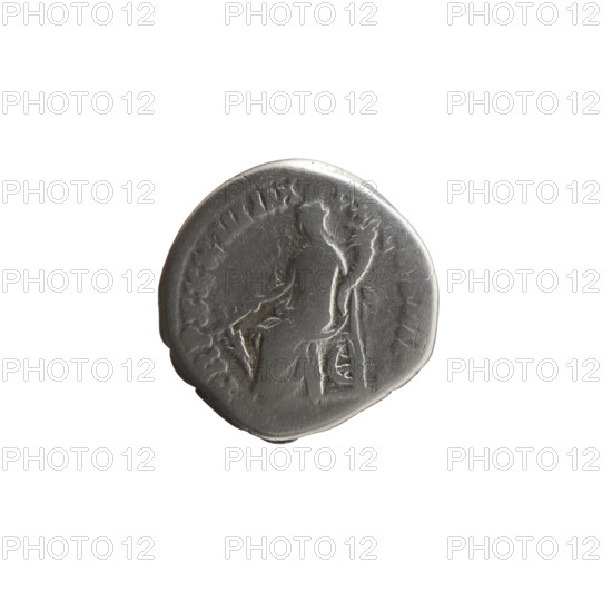 Denarius; issuer: Marcus Aurelius (121–180; Roman emperor 161–180). Obverse: Head of Marcus Aurelius with laurel wreath facing right, inscribed M AVREL AN - ONINVS AVG. Reverse: Fortuna seated left, holding a rudder in her right hand and a cornucopia in her left, a wheel under the seat, inscribed TR P XXXIII IM - PX - COS III PP. Date: 179. Place: Rome, Roman Empire (27 BC–476). Material: coin; diameter 17.0–18.0 mm; weight 3.15 g; axis 0°. Subjects/iconography: personifications (Fortuna), wheels, cornucopias, rudders.