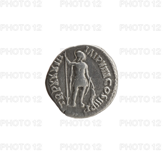 Denarius, Marcus Aurelius (121–180; Roman emperor 161–180), 178–179. Obverse: Head of Marcus Aurelius with laurel wreath facing right, inscription 'M AVREL ANT - ONINVS AVG'. Reverse: Mars standing right, holding a spear in his right hand, resting his left hand on a shield standing on the ground, inscription 'TR P XXXIII - IMP VIIII COS III PP'. Materials/style: Roman coin. Place/period: Rome, Roman Empire (27 BC–476). Dimensions: diameter 17.0–18.0 mm, weight 3.05 g, axis 180°.