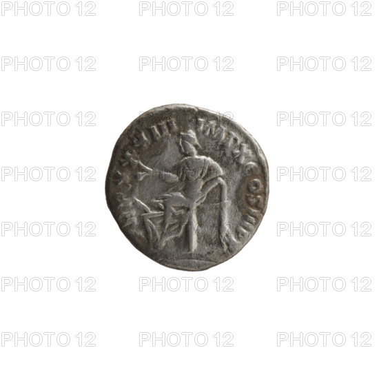 Denarius, Marcus Aurelius (121–180; Roman emperor 161–180), issuer; obverse: head of Marcus Aurelius in a laurel wreath facing right, inscription M·AVREL·AN·-ONINVS AVG circumferential; reverse: Salus seated left, holding two ears of corn above an altar with a snake wrapped around it in her right hand, left hand resting on the back of the seat, inscription TR P XXXIII · IMP X · COS III · PP circumferential; iconography: ears of corn, altars, personifications, snakes, Salus; date: 179; culture/place: Roman Empire, Rome; medium: coin (denarius); dimensions: diameter 16.5–17.0 mm, weight 2.32 g, axis 0°.