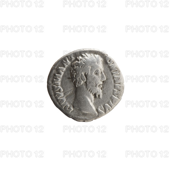 Denarius, Marcus Aurelius (121–180; Roman emperor 161–180), posthumously issued for Commodus (161–192; Roman emperor 177–192). Obverse: head of Marcus Aurelius bare, facing right, legend DIVVS M ANT - ONINVS PIVS around. Reverse: eagle standing on an altar decorated with a garland, facing right and turning its head left, legend CONSE I around. After 180 CE, Roman Empire; Rome. Coin; diameter 16.5–17.5 mm, weight 3.15 g, axis 0°.