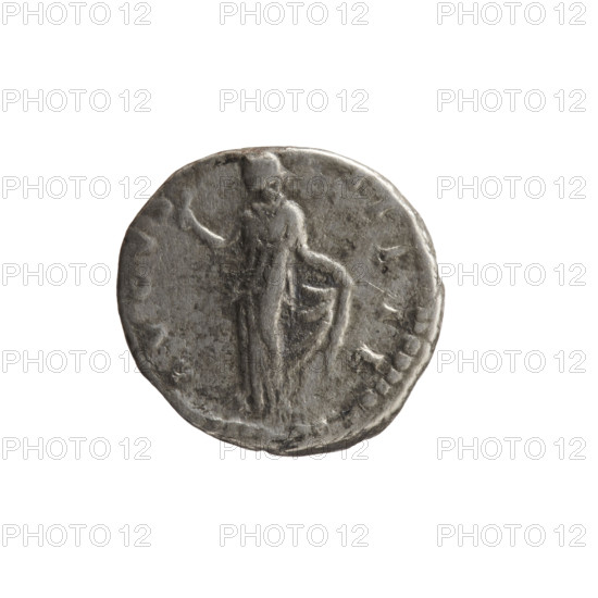 Denarius of Faustina the Younger (ca. 130–176; Roman empress 161–176; Augusta), ca. 147–161. Obverse: draped bust of Faustina II facing right, inscription FAVSTINA AVGVSTA. Reverse: Spes (personification) standing left, holding a flower in her right hand and lifting the hem of her robe with her left, inscription V GVS PII FIL. Roman Empire (27 BC–476), Rome. Coin; diameter 15.0–16.5 mm, weight 2.20 g, axis 180°.