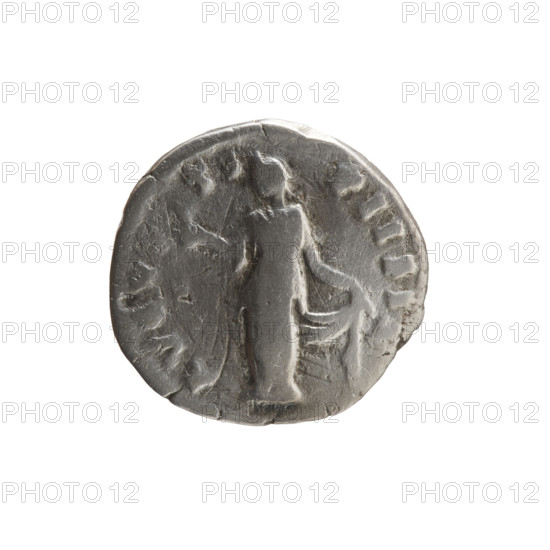 Denarius of Faustina the Younger (ca. 130–176; Roman empress 161–176; Augusta 147–161). Obverse: draped bust of Faustina II facing right, legend FAVSTIN–AVGVSTA. Reverse: Spes standing left, holding a flower in her right hand and lifting the hem of her robe with her left, legend AVGV–TI–PII FI. Roman Empire (27 BC–476), Rome. Coin: diameter 15.5–16.0 mm, weight 2.65 g, axis 0°.