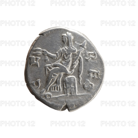 Denarius, Faustina the Younger (ca. 130–176; Roman empress 161–176), Marcus Aurelius (121–180; Roman emperor 161–180) (issuer). Bust of Faustina II in drapery facing right, legend 'FAVSTINA • AVGVSTA' all around. Reverse: Ceres (in a veil) seated on a basket (cista) facing left, holding ears of corn in her extended right hand and a short torch in her left; legend 'C E • RES' all around. Attributes: Roman deities, ears of corn, torches; iconography of Faustina the Younger. Date: 161–176. Culture: Roman Empire (27 BC–476). Place: Rome. Object type: coin (denarius). Measurements: diameter 17.0–19.0 mm, weight 3.10 g, axis 180°.