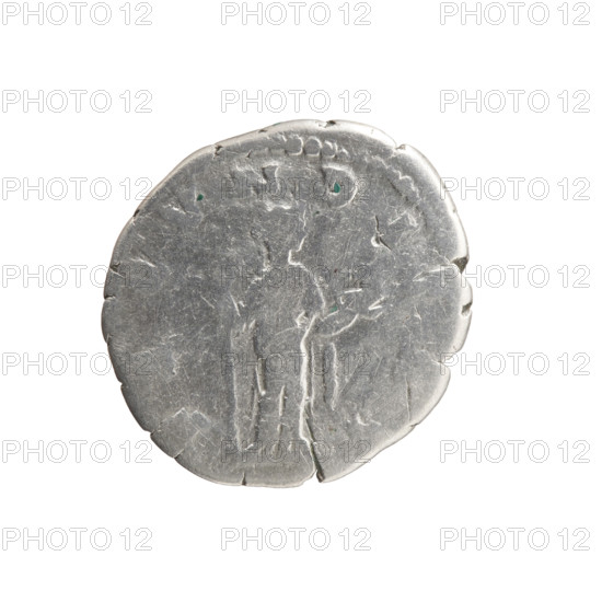 Denarius, Faustina the Younger (ca. 130–176; Roman empress 161–176), Marcus Aurelius (121–180; Roman emperor 161–180) issuer. Obverse: Bust of Faustina II in drapery facing right, inscription FAVSTINA·AVGVSTA. Reverse: Fecunditas (personification) standing right, holding a long scepter in her right hand and a child in her left, inscription FECVNDITAS. Date: 161–176. Roman Empire (27 BC–476), Rome. Coin: diameter 16.0–18.0 mm, weight 3.00 g, axis 180°. Iconography: children, personifications, scepters; bust of Faustina II.