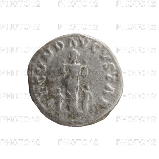 Denarius of Faustina the Younger (ca. 130–176), Roman empress 161–176; issuer Marcus Aurelius (121–180), Roman emperor 161–180. Obverse: draped bust of Faustina II facing right, inscription FAVSTINA AVGVSTA. Reverse: Fecunditas (personification of fertility) standing left holding two children, with two more children at her sides, inscription FECVND AVGVSTAE. Date: 161–176, Rome, Roman Empire. Coin: diameter 17.0–17.5 mm, weight 3.10 g, axis 180°.