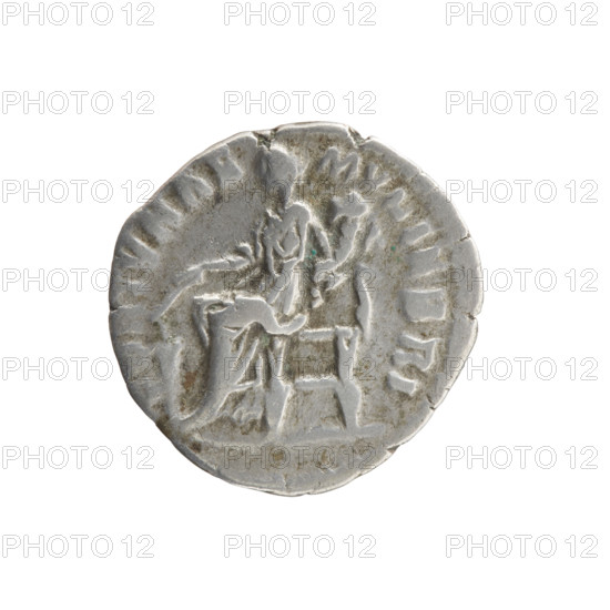 Denarius depicting Faustina the Younger (ca. 130–176; Roman empress 161–176) and Marcus Aurelius (121–180; Roman emperor 161–180). Obverse: Bust of Faustina II in drapery facing right, inscribed FAVSTINA·VGVSTA. Reverse: Fecunditas standing right, holding a long scepter in her right hand and a child in her left; inscribed FORTVNAE·MVLIEBRI. Iconography includes Fortuna, rudders, and cornucopias. Date: 161–176, Roman Empire (27 BC–476), Rome. Coin: diameter 16.5–17.5 mm, weight 3.30 g, axis 15°.