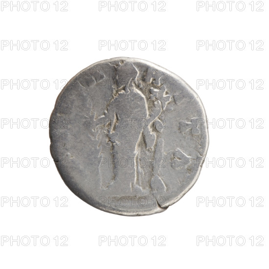 Denarius, Faustina the Younger (ca. 130–176; Roman empress 161–176); Marcus Aurelius (121–180; Roman emperor 161–180) issuer. Obverse: Bust of Faustina II in drapery facing right, inscribed FAVSTINA · AVGVSTA. Reverse: Hilaritas (personification) standing left, holding a palm branch in her right hand and a cornucopia in her left, inscribed HILARITAS. Date: 161–176. Roman Empire (27 BC–476), Rome. Coin: diameter 17.0–17.5 mm, weight 3.05 g, axis 0°.