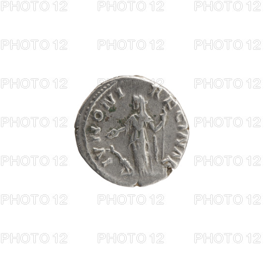 Denarius of Faustina the Younger (ca. 130–176), Roman empress 161–176; issuer: Marcus Aurelius (121–180), Roman emperor 161–180. Obverse: Draped bust of Faustina II facing right, inscription FAVSTINA AVGVSTA. Reverse: Draped throne (pulvinar) with two children—twins Commodus and Antoninus—inscription SAECVLI FELICIT. Date: 161–176. Roman Empire, Rome. Coin: diameter 16.0–16.5 mm, weight 3.10 g, axis 180°.