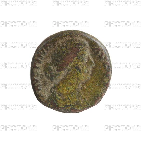 Faustina the Younger (ca. 130–176; Roman empress 161–176), Marcus Aurelius (121–180; Roman emperor 161–180) (issuer). Bust of Faustina II in drapery facing right, inscription FAVSTINA · AVGVS all around. Reverse: Venus seated left, holding Victoria in her right hand, a scepter in her left, inscription VEN·ELIX all around in SC fields. Date: 161–176, Rome, Roman Empire (27 BC–476). Coin; diameter 23.0–24.0 mm, weight 11.40 g, axis 195°.